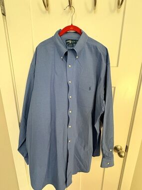 Ralph Lauren Blake Men's Size XXL Long Sleeve Plaid Shirt Blue/White